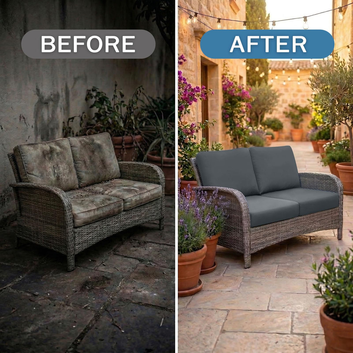 Hyha soft, breathable fabric offers comfortable outdoor lounging for family and pets.