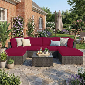 Hyha stretch slipcover for wine red cushions provides a snug non-slip fit