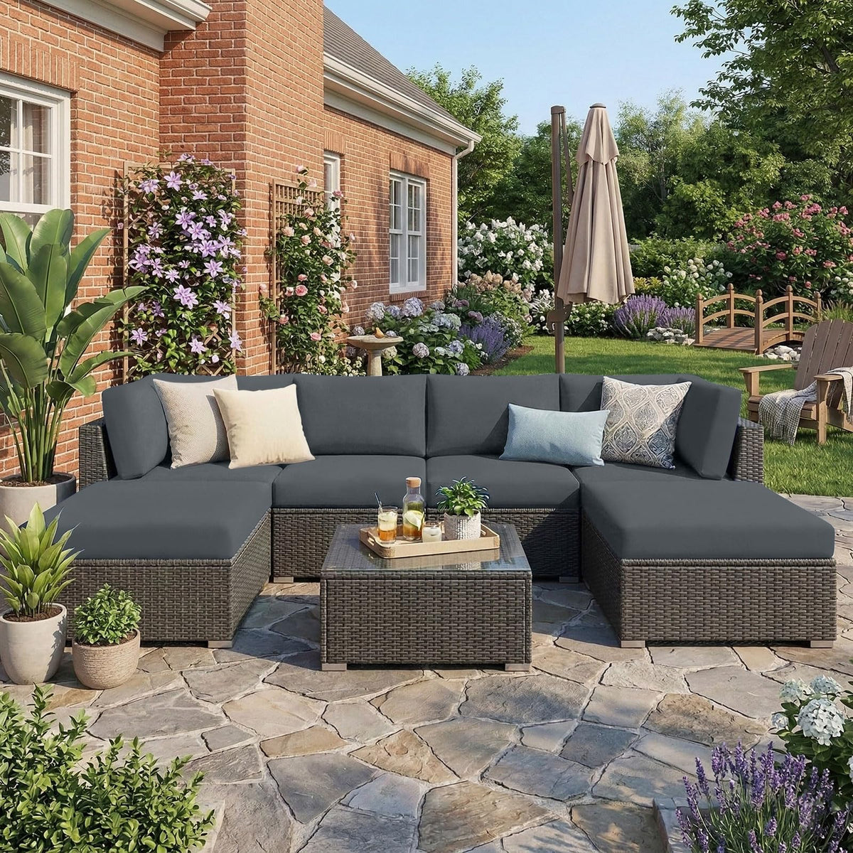Hyha stretchable cushion slipcover with elastic bottom stays securely in place during seating.