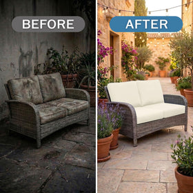 Hyha UV-resistant coating guards fabric against sun fading on patio furniture