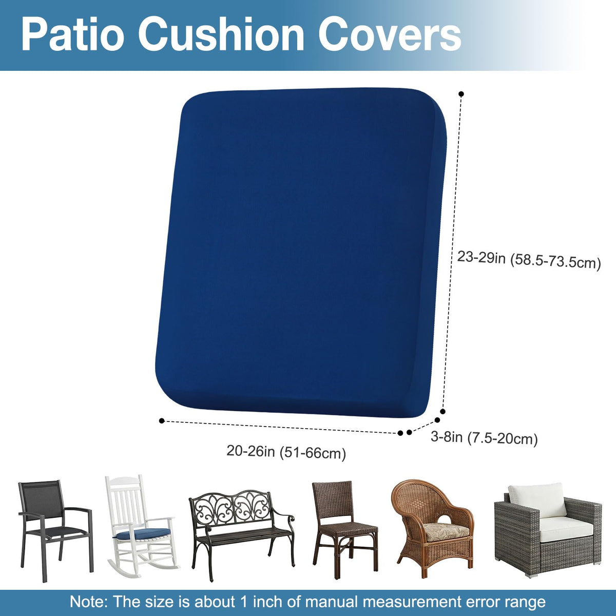 Hyha versatile outdoor setup for garden, balcony, or camping with navy cushions.