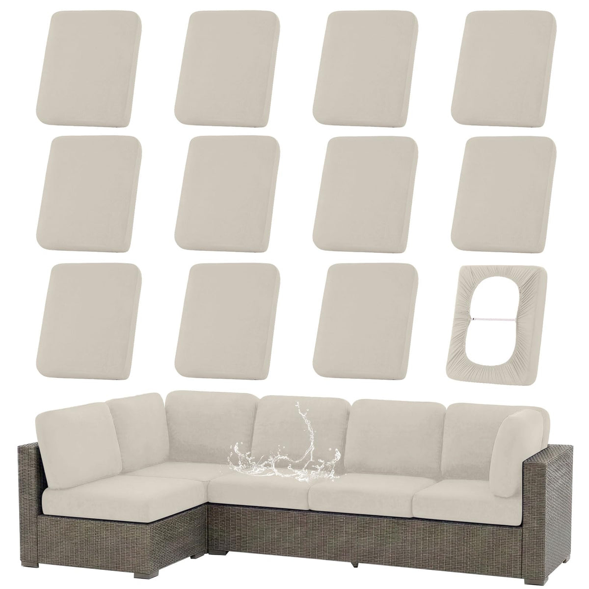 hyha waterproof cushion covers in taupe protect outdoor chairs from rain and stains