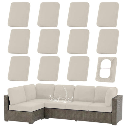 hyha waterproof cushion covers in taupe protect outdoor chairs from rain and stains