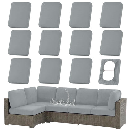 hyha waterproof outdoor cushion cover in grey protects furniture from rain and spills