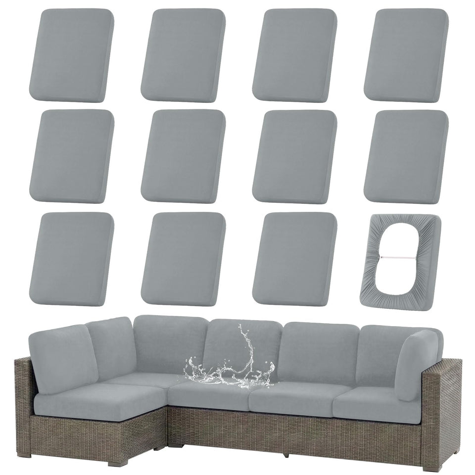 hyha waterproof outdoor cushion cover in grey protects furniture from rain and spills