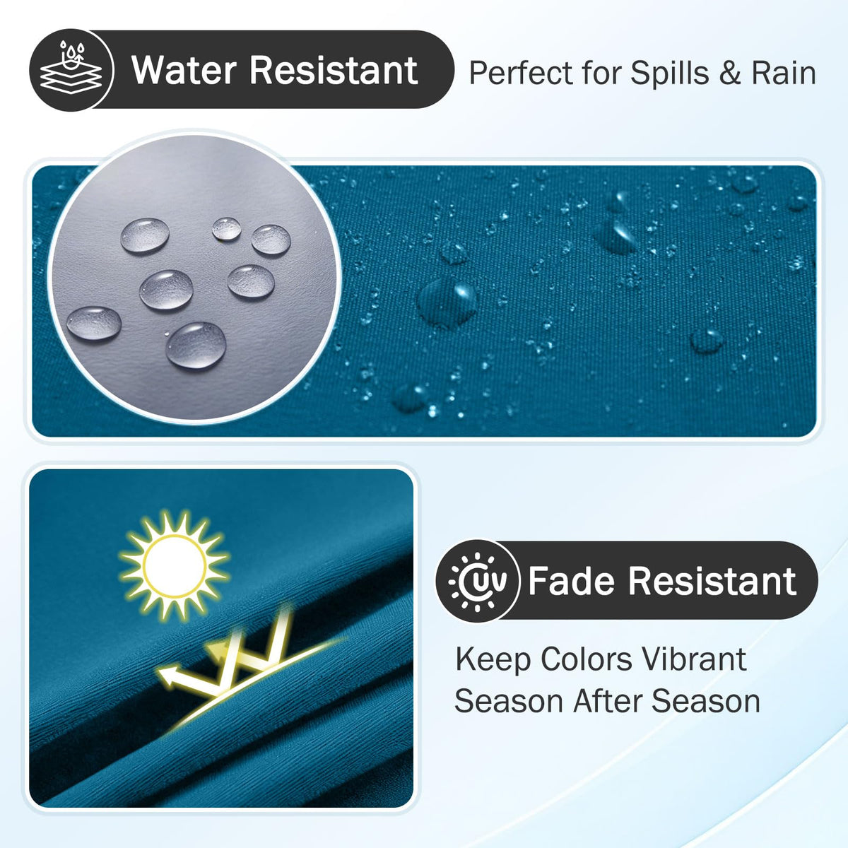 Hyha waterproof and UV-resistant fabric preserves color and cleanliness.