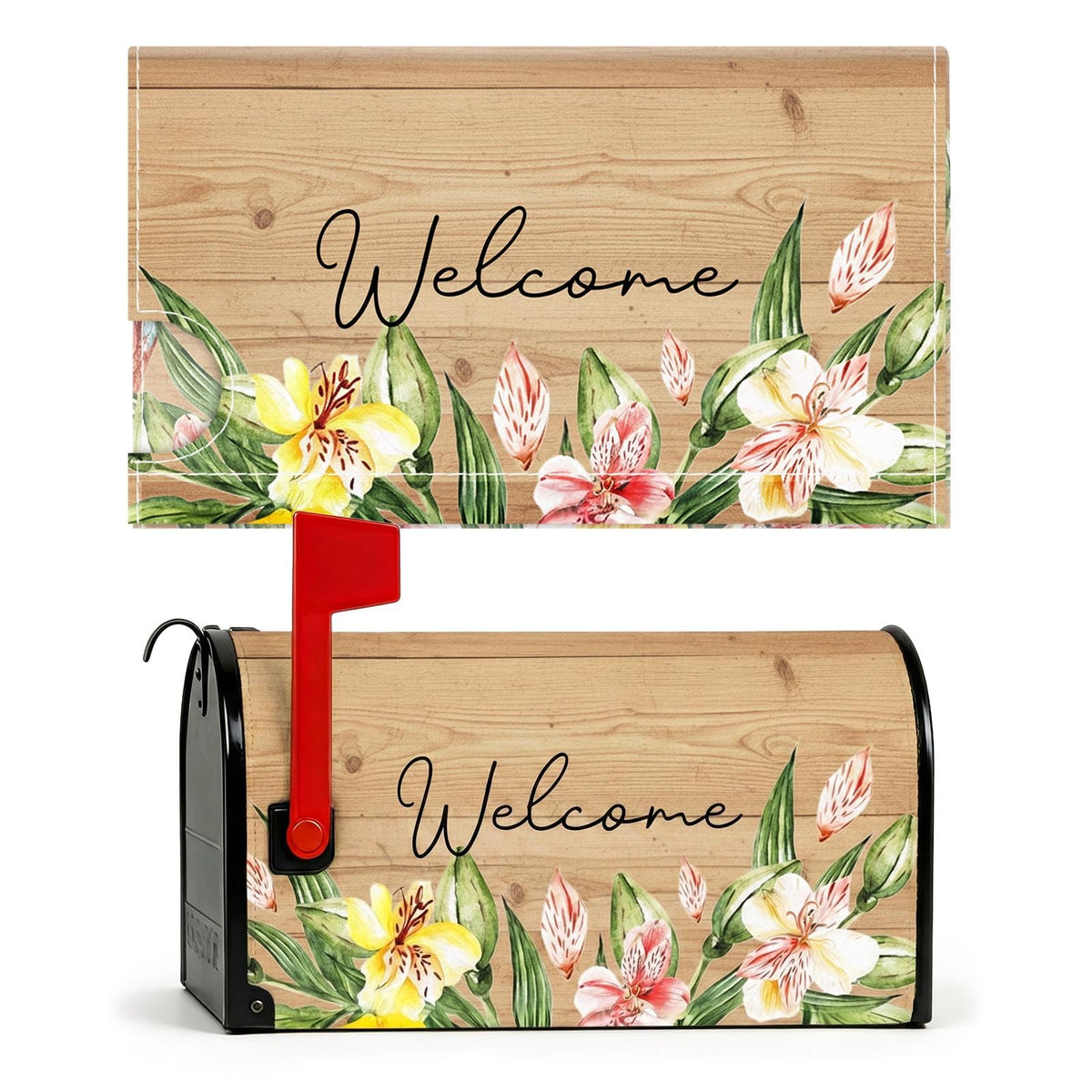 Hying spring flowers mailbox cover with magnetic backing for an easy curb appeal update.