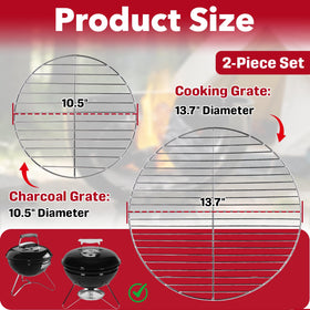 Hyparade round grates 13.7-inch view demonstrates wide cooking surface for family meals