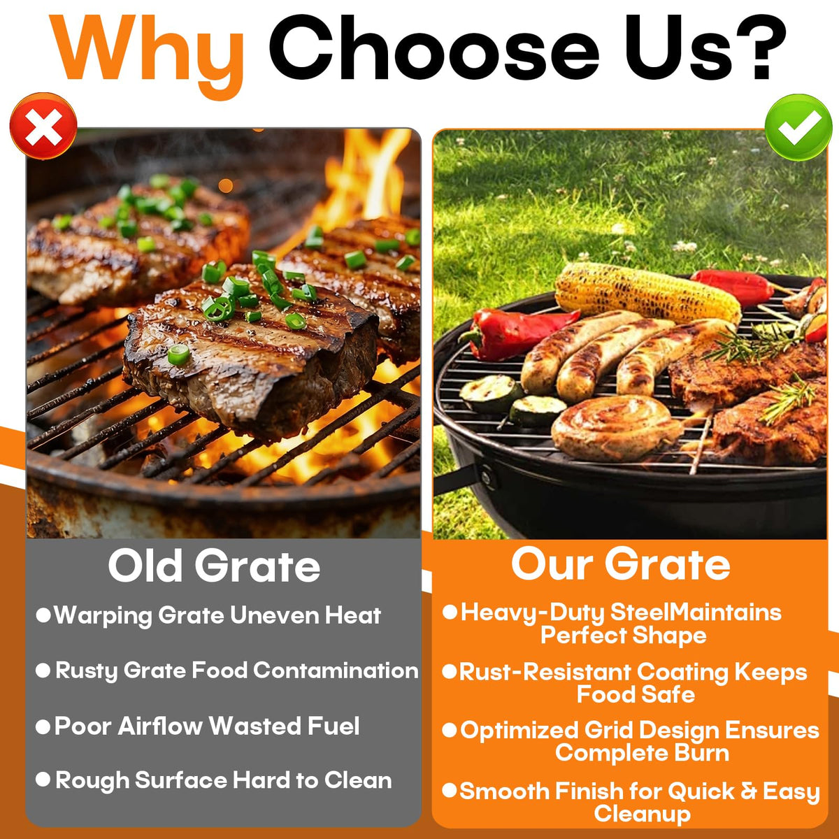 Hyparade rust-resistant steel construction resists high grilling temperatures for longevity.