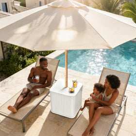 Hyperzoo fillable base supports 132 lbs for poolside stability