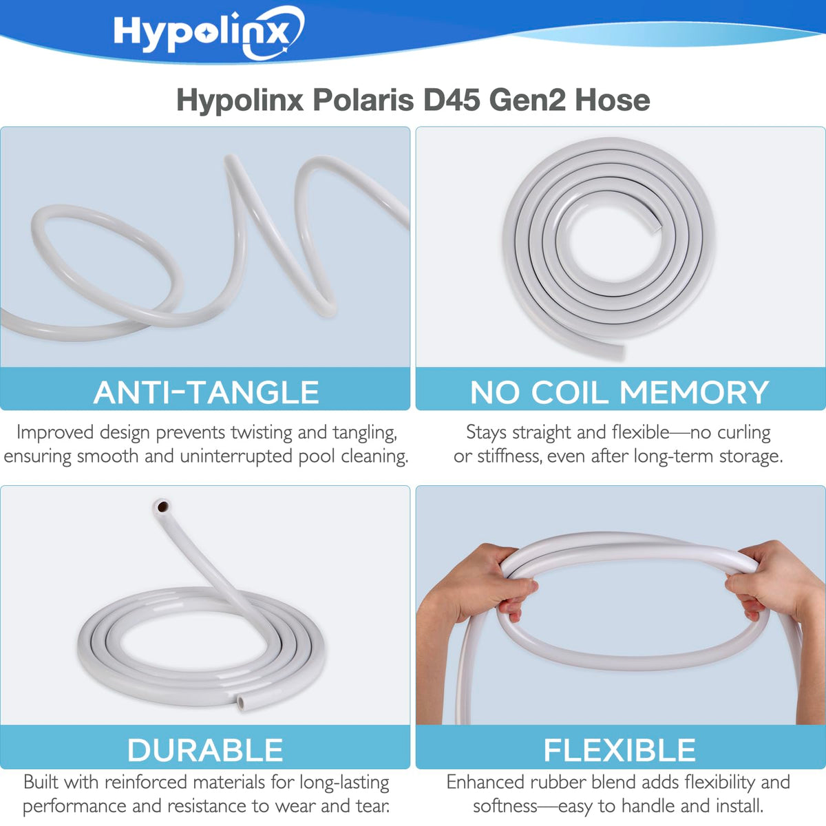 Hypolinx Polaris Gen2 hose — balanced underwater movement for consistent cleaning.