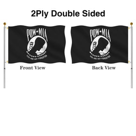 Hypoth Pow Mia flag back view showing same vivid print for memorial visibility