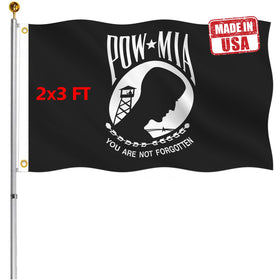Hypoth Pow Mia flag front view with double-sided clarity for outdoor display