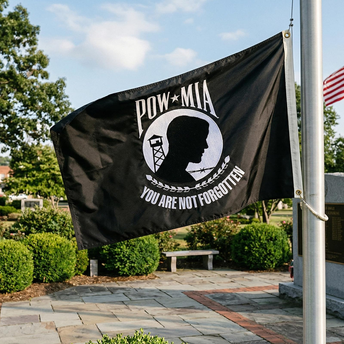 Hypoth Pow Mia flag indoor-outdoor use for versatile display