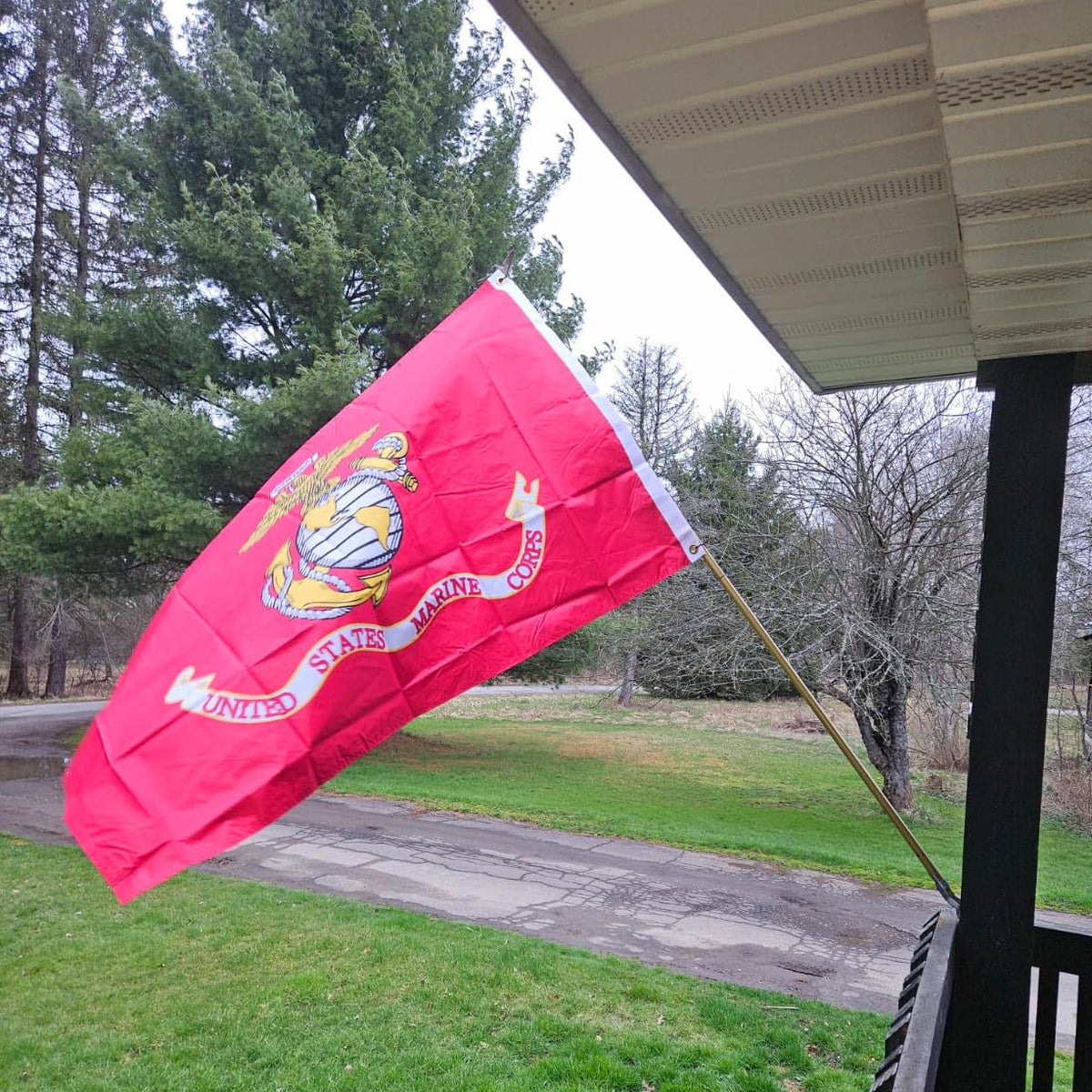 Hypoth USMC flag back view showing double-sided pattern