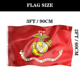 Hypoth USMC flag mounted display on flagpole for outdoor use