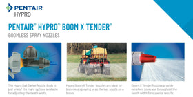 Hypro Boom X Tender spray pattern highlights drift reduction and canopy reach.