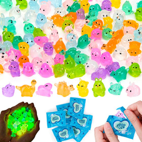 Hysagtek glow-in-the-dark mini resin animals in blind bags for night-time display.