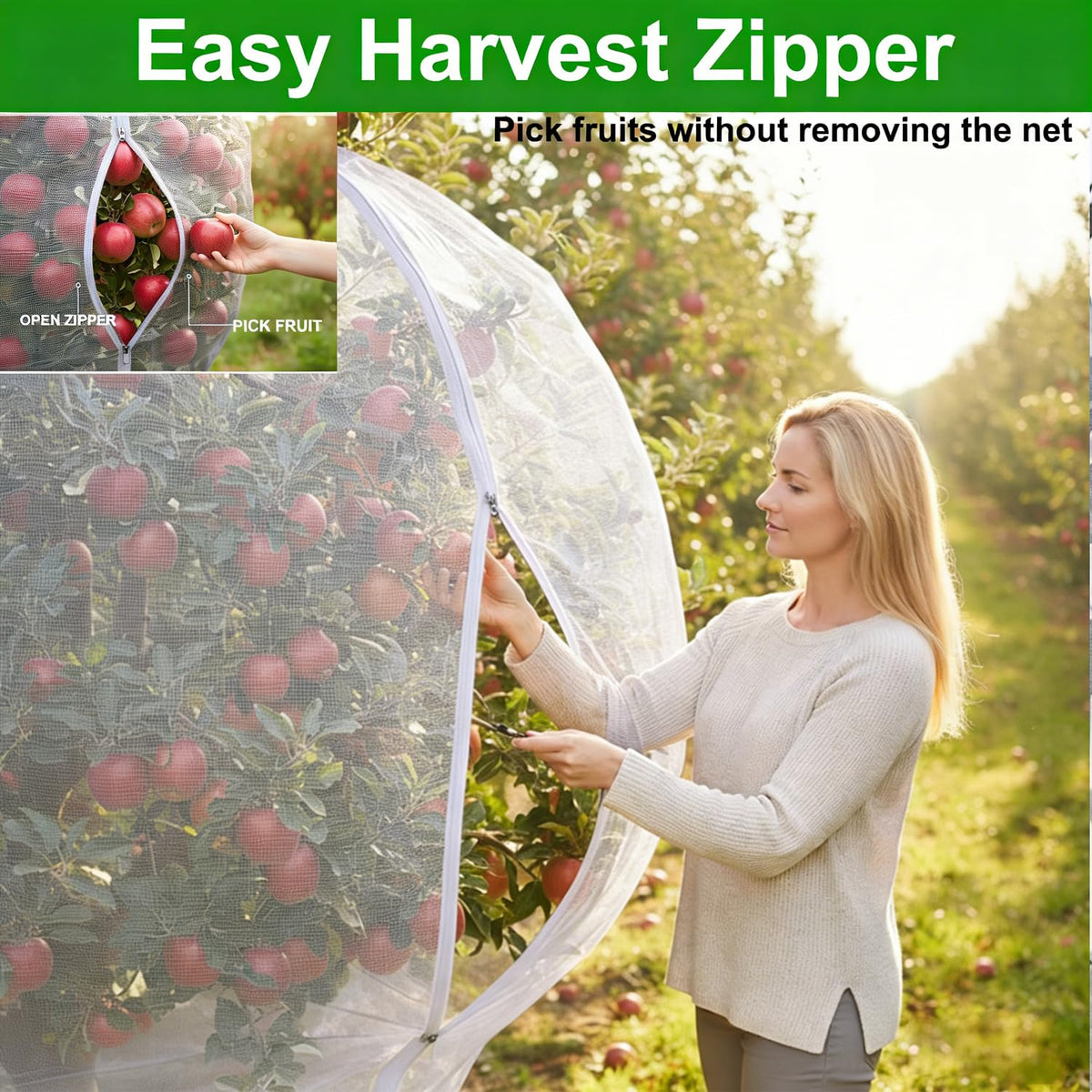 HYUKM bird barrier netting allows sunlight and airflow while deterring pests