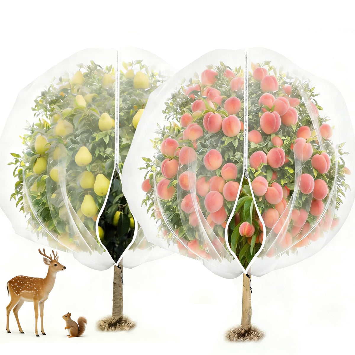 HYUKM fruit tree netting with drawstring zipper protects trees and eases watering