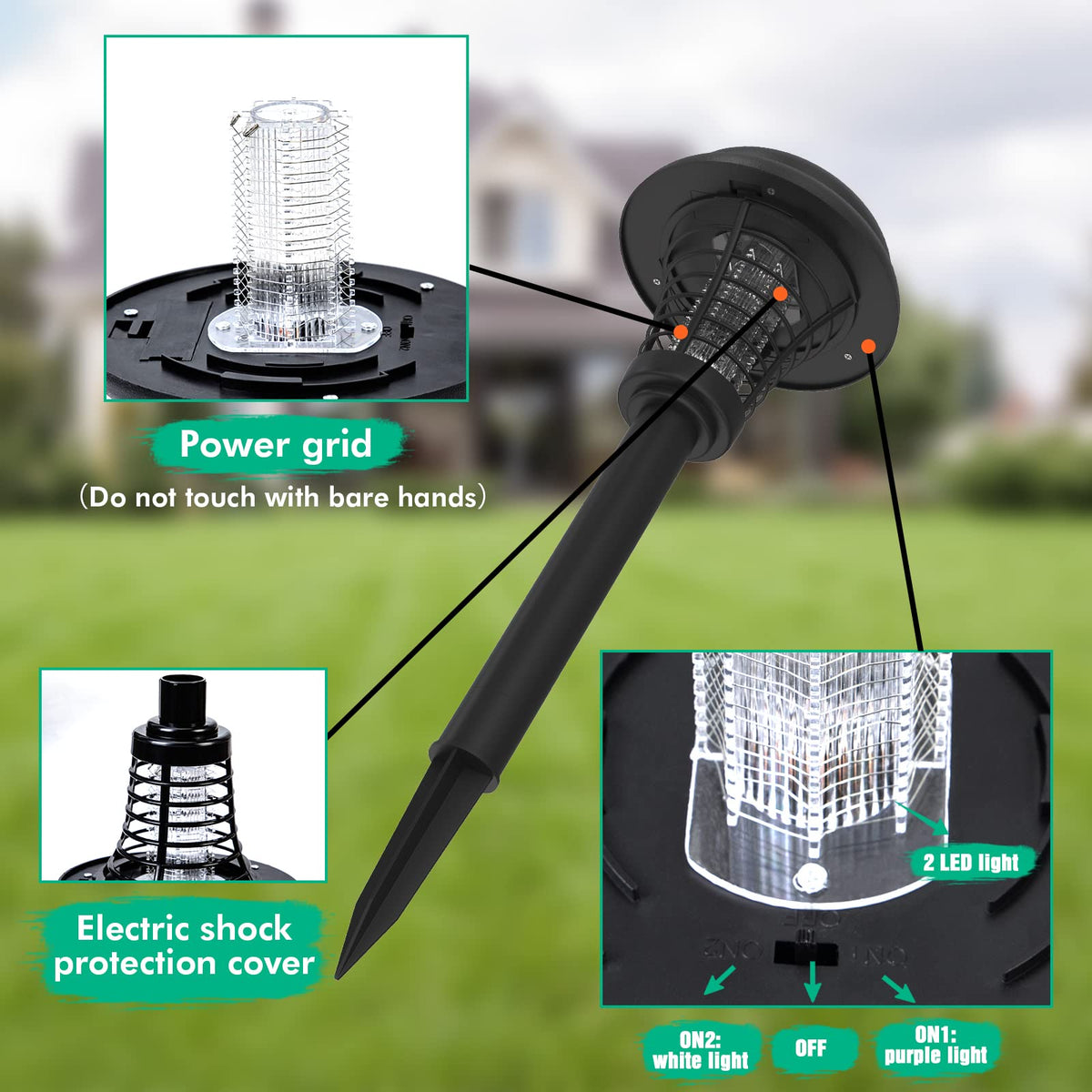 Hywean solar bug zapper waterproof base ready for outdoor use.