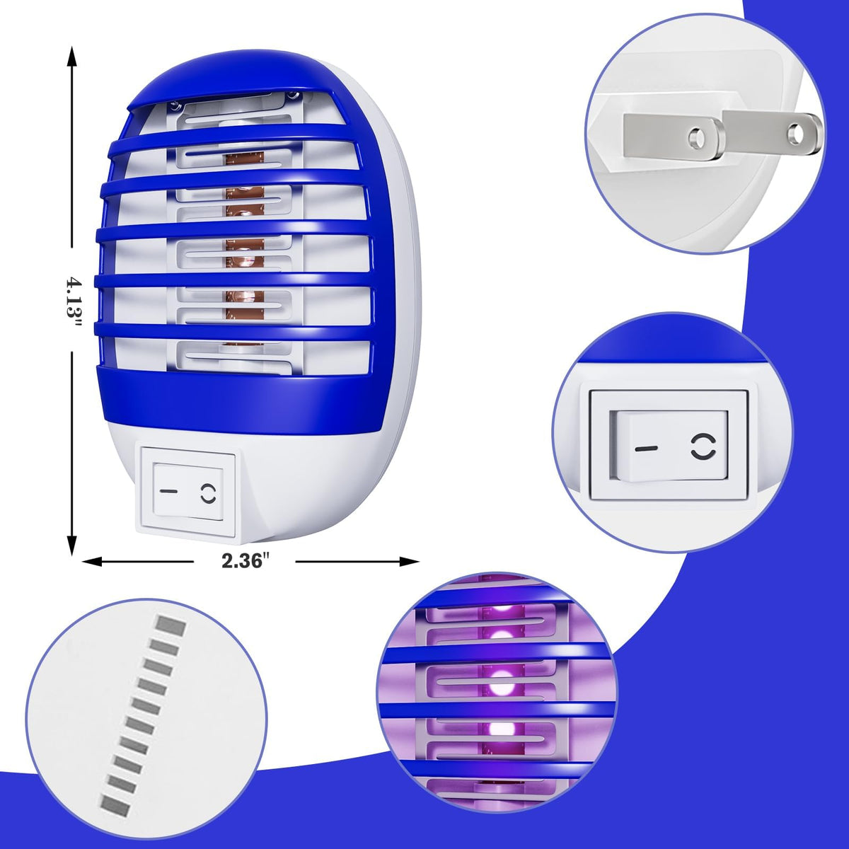 Hywean Zapper LED purple light close-up attracting pests for capture