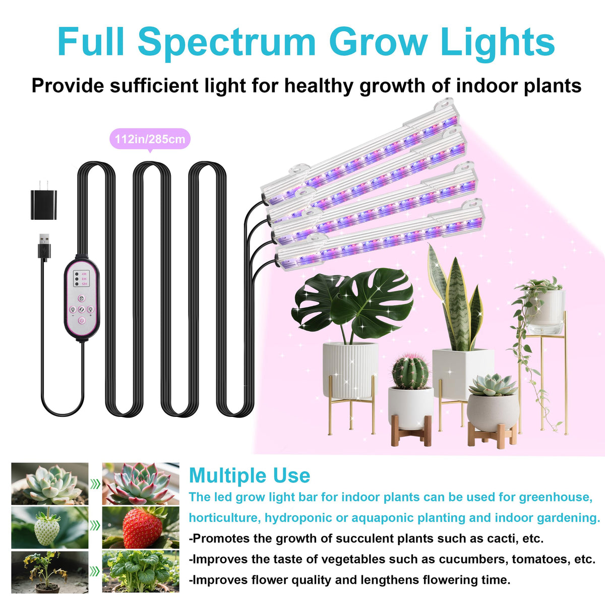 Hywyimlait 108 LEDs full spectrum close up supports robust photosynthesis indoors