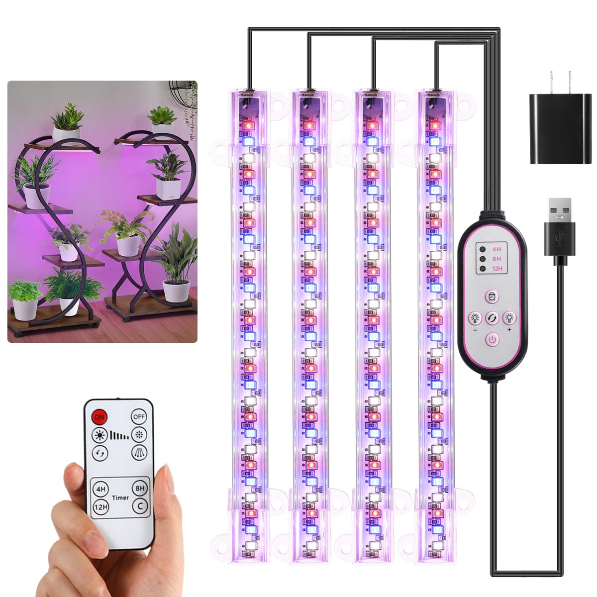 Hywyimlait 7.8 inch growing lamp front view for compact indoor plant setup