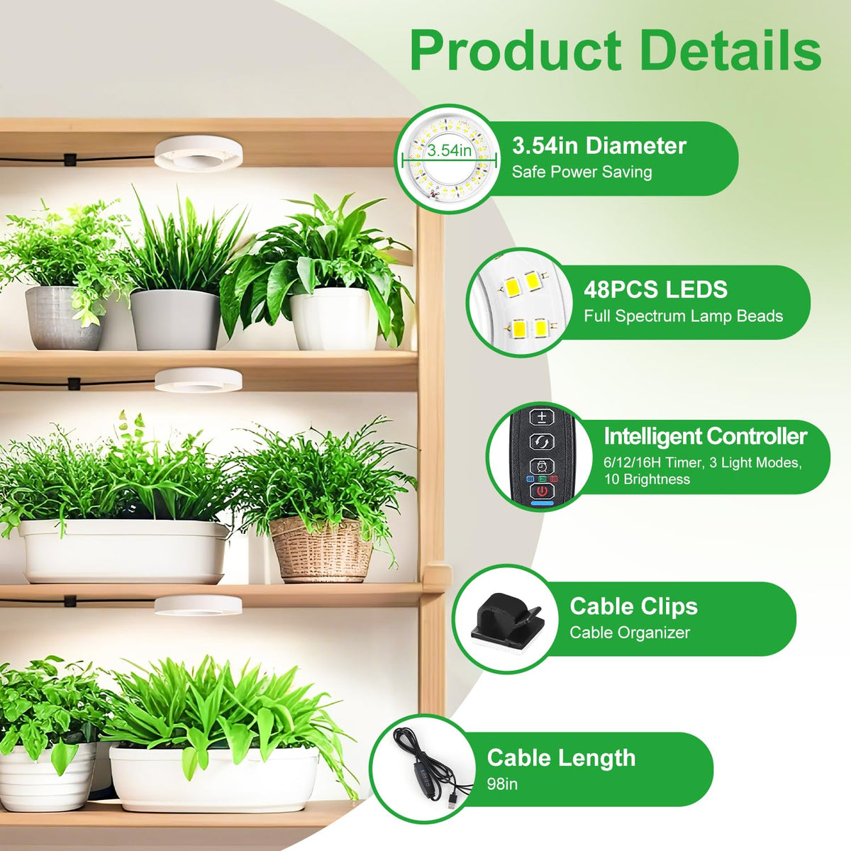 Hywyimlait full-spectrum grow lamp highlights diode array for efficient plant growth.