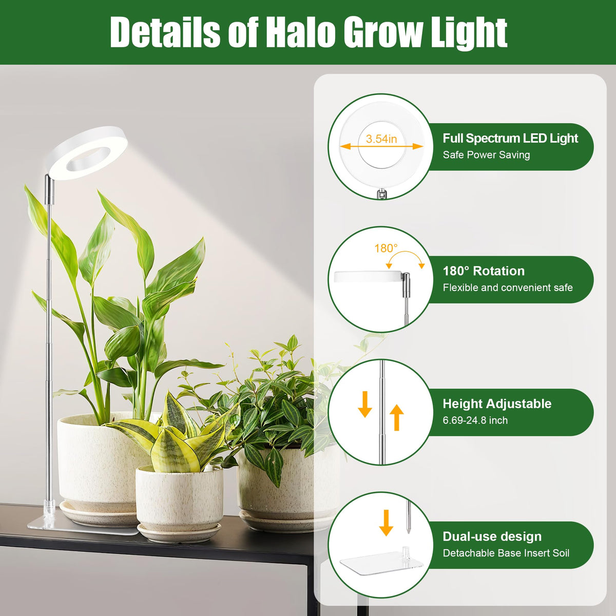 Hywyimlait Full-Spectrum Light supports healthy growth for indoor greens.