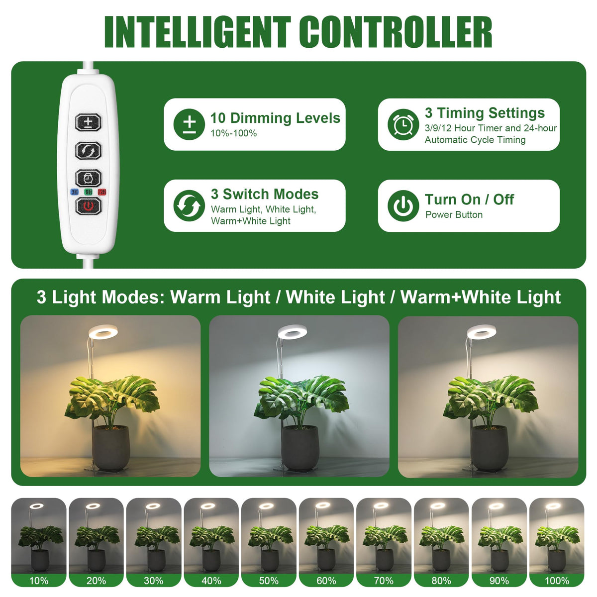 Hywyimlait Telescopic Pole Adjustment enables precise light height for various plants.