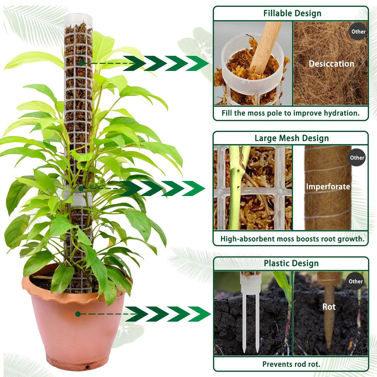HYYZ fillable moss pole for plants enables repeated hydration for thriving roots.