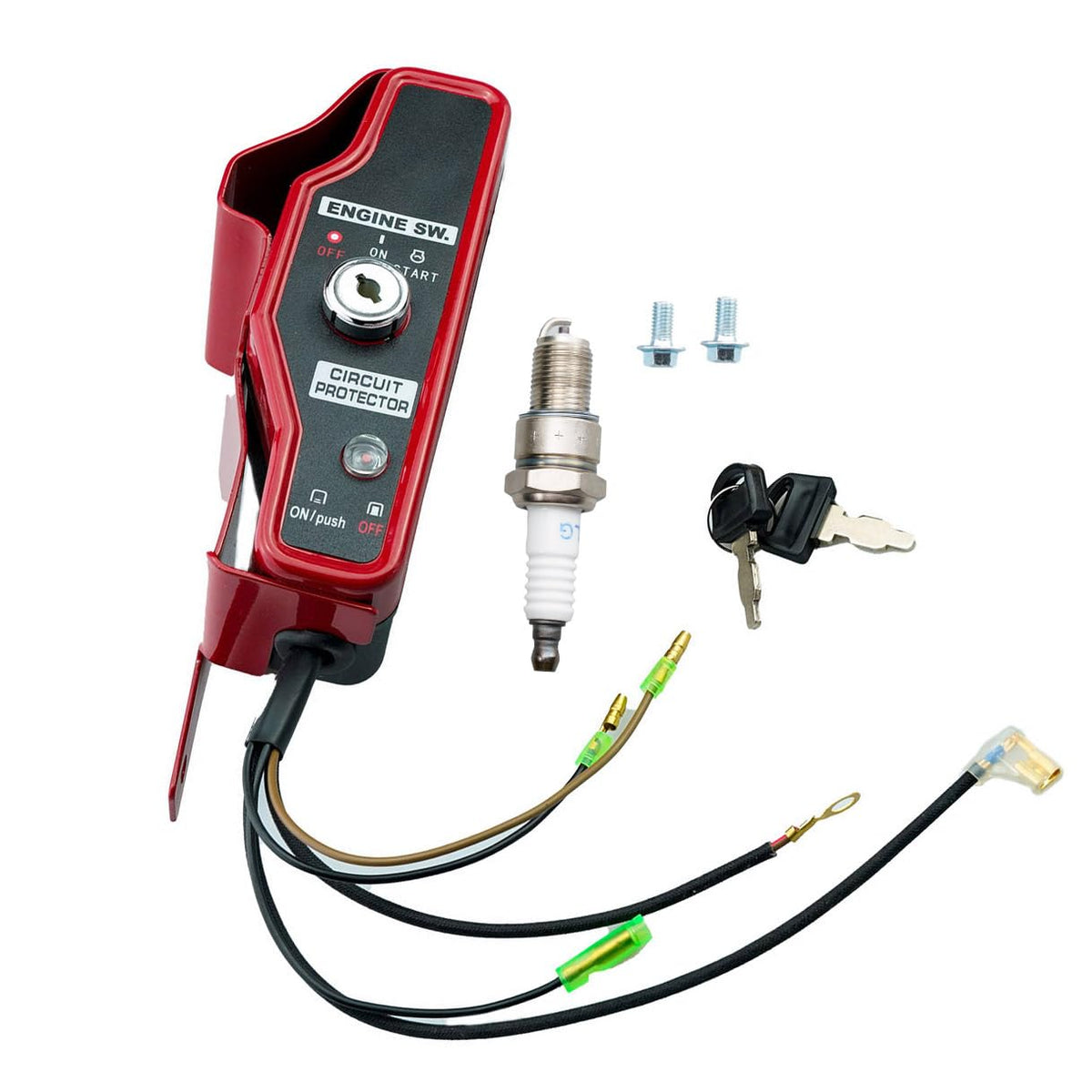 HZ ignition switch box with key mounting bolts on Honda GX340 for reliable start.