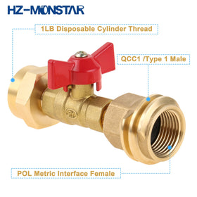 HZ-MONSTAR adapter valve with handle for controlled shutoff and safer use.