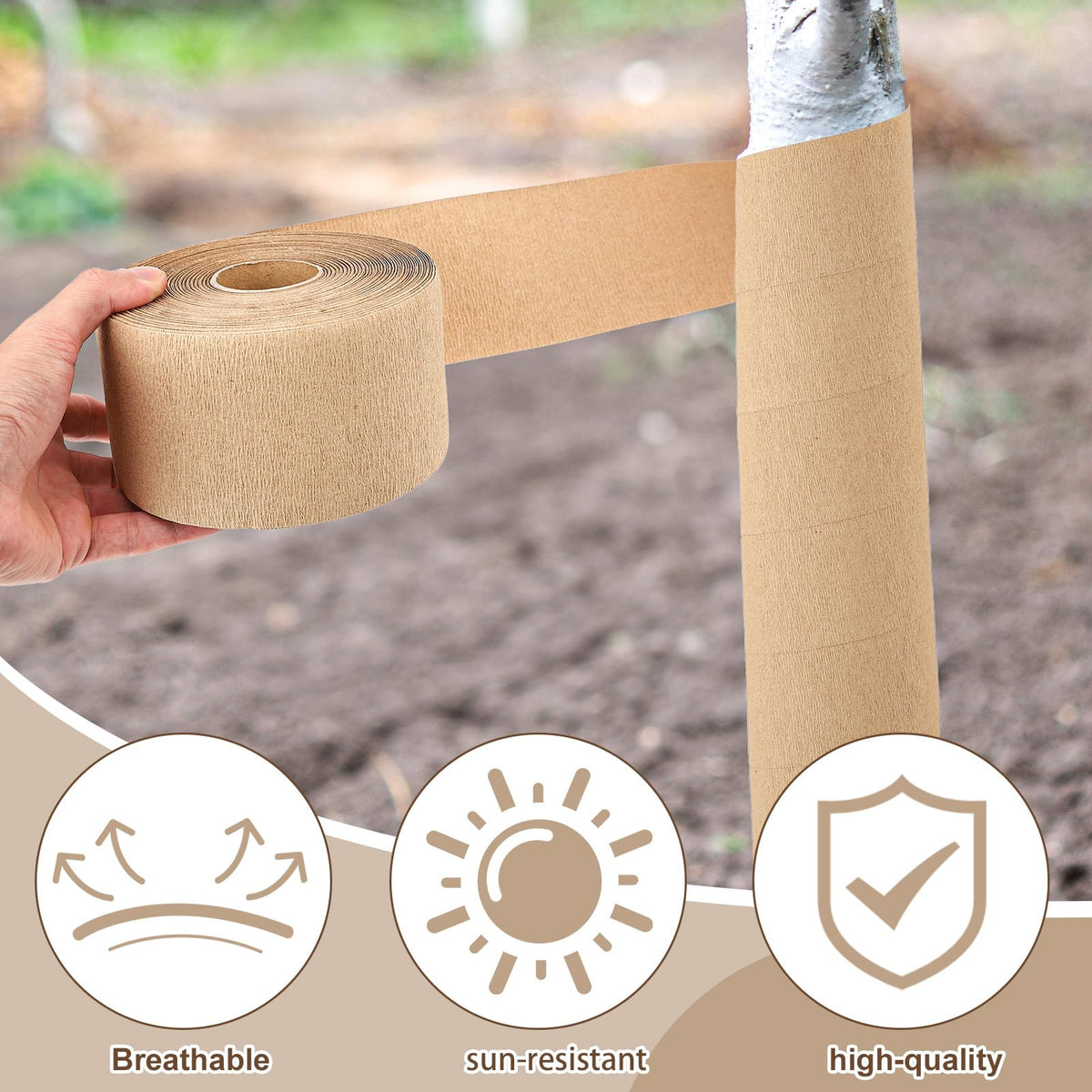 HZCGJMY tree wrap protects bark from deer, rabbits, and rodents.