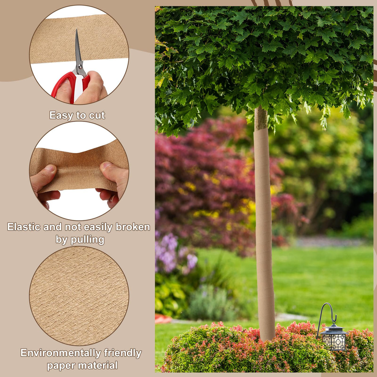 HZCGJMY eco-friendly tree wrap paper biodegrades into compost, supporting tree growth.