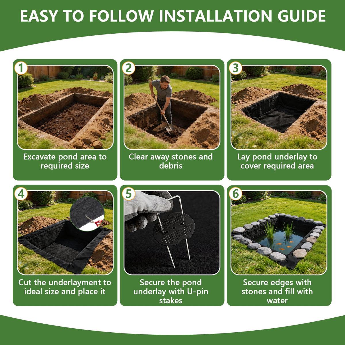 HZCGJMY easy-to-cut underlayment simplifies pond installation