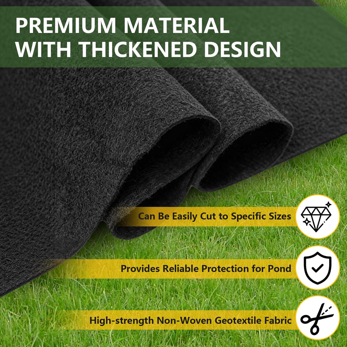 HZCGJMY 10x15 pond underlayment can be trimmed to fit shapes