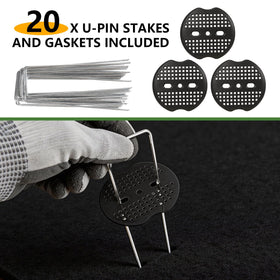 HZCGJMY U-Pins and gaskets secure the underlayment during setup