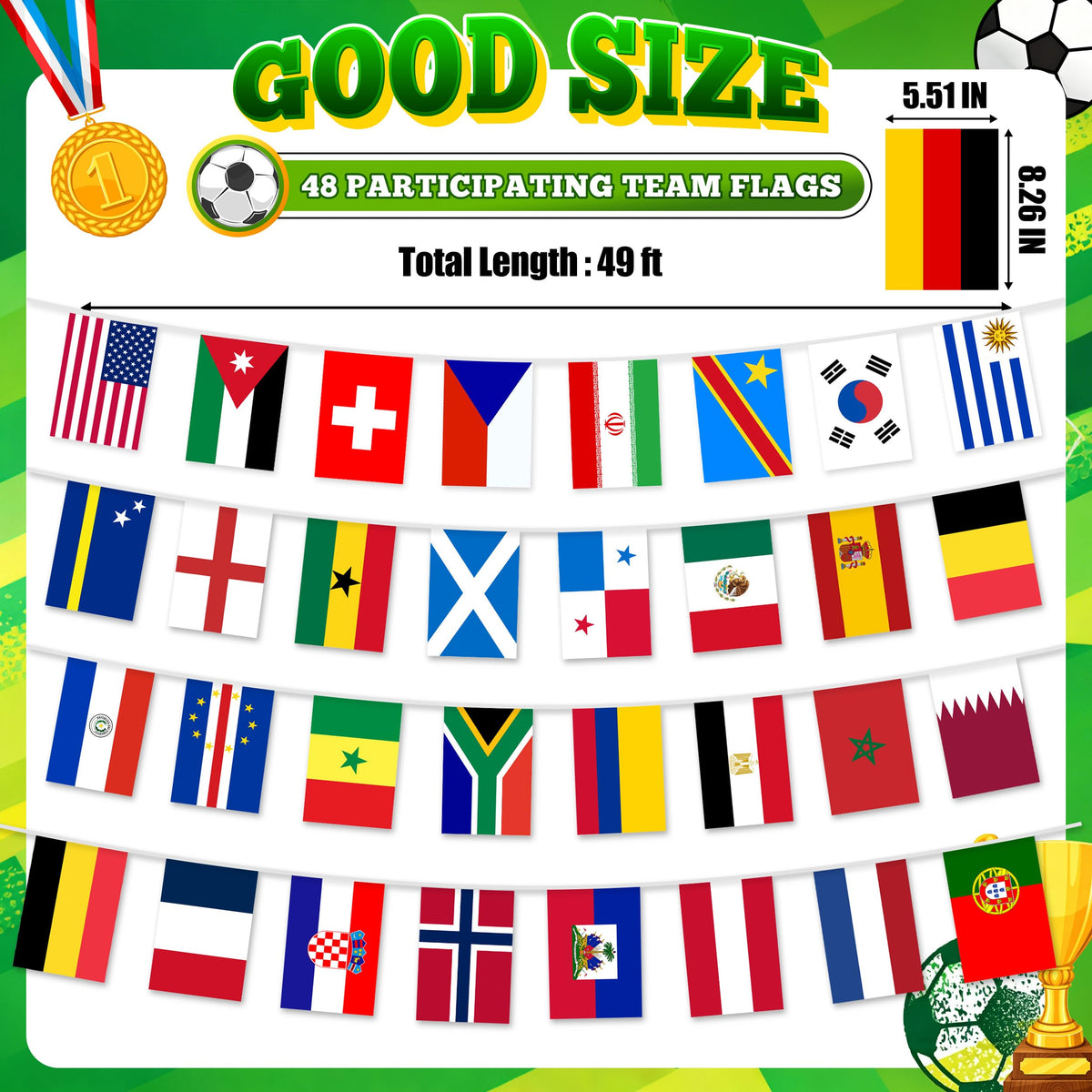 HZCPENG World Cup flags indoor decor brightens bedrooms during tournament nights.