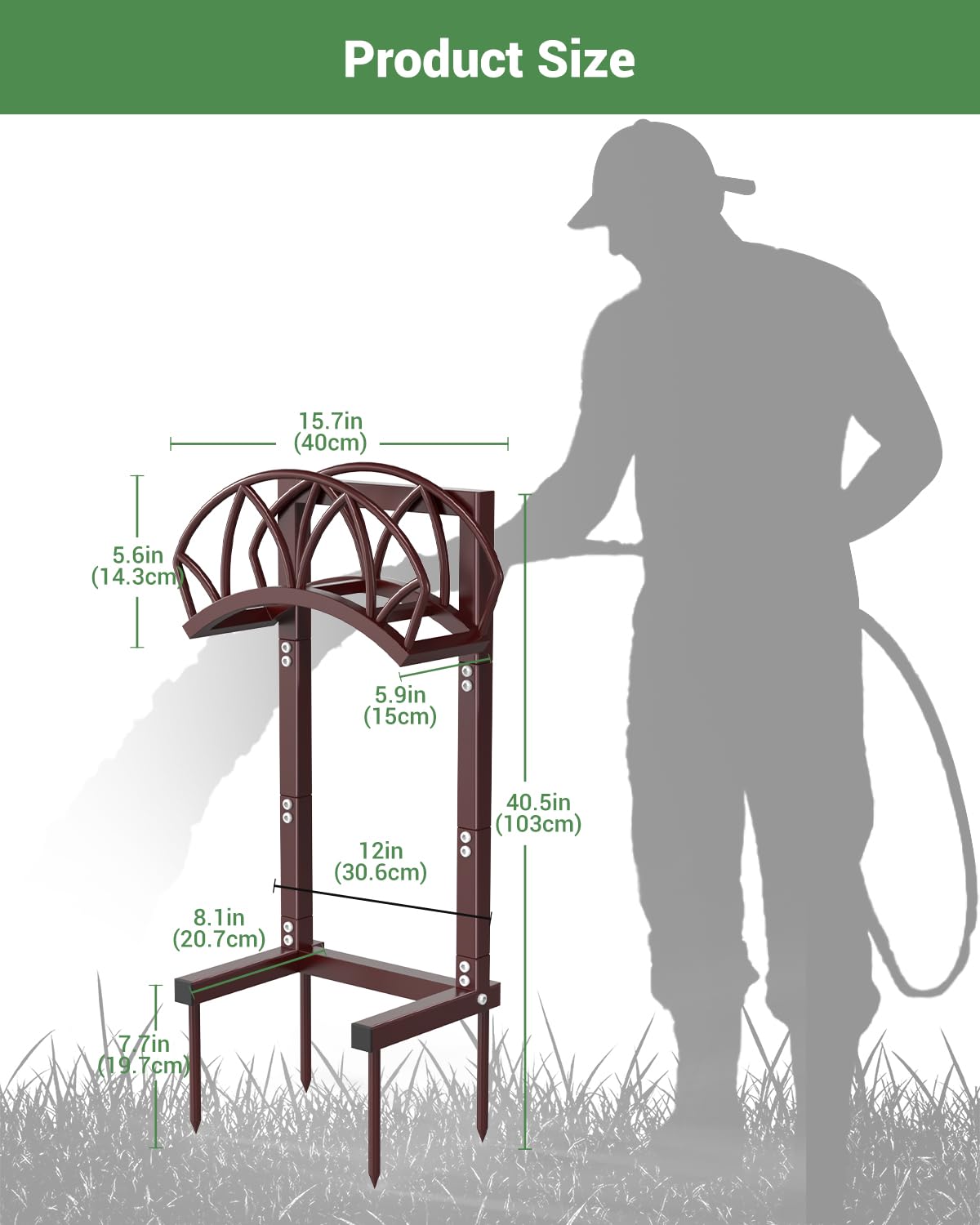 HZE ground spikes anchor firmly into soil for stability.