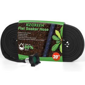 HZGREEN flat soaker hose 20ft layout for efficient garden irrigation