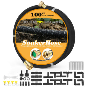 HZGREEN Soaker Hose 100ft outdoor shot with connectors for efficient irrigation