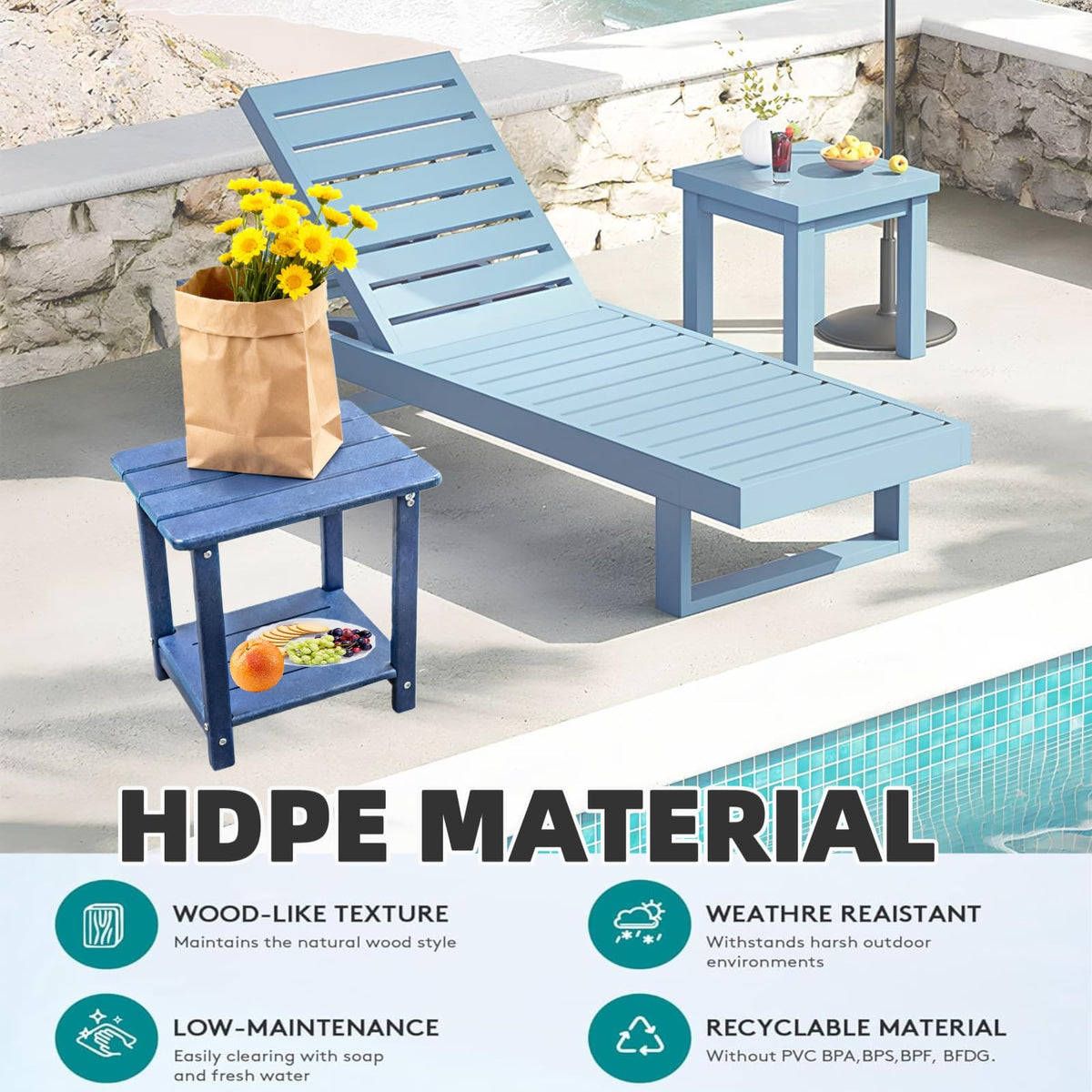 HZLBZYON Outdoor-side table versatile for patio, deck, or living rooms.