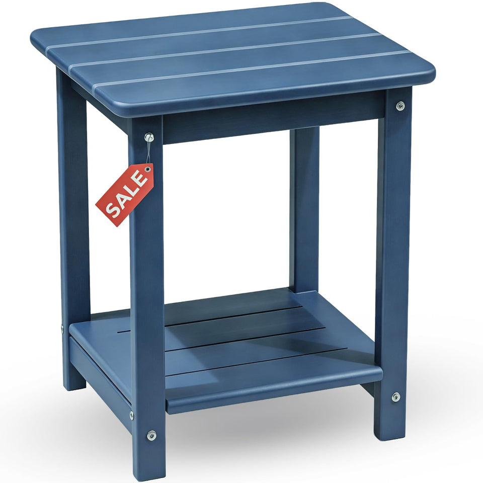 HZLBZYON Adirondack square side table weatherproof HDPE for year-round patio use.