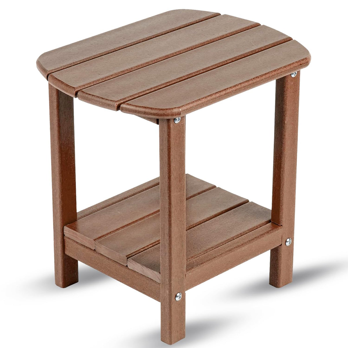 HZLBZYON BZY Adirondack side table with two-tier design beside a chair for easy drinks.