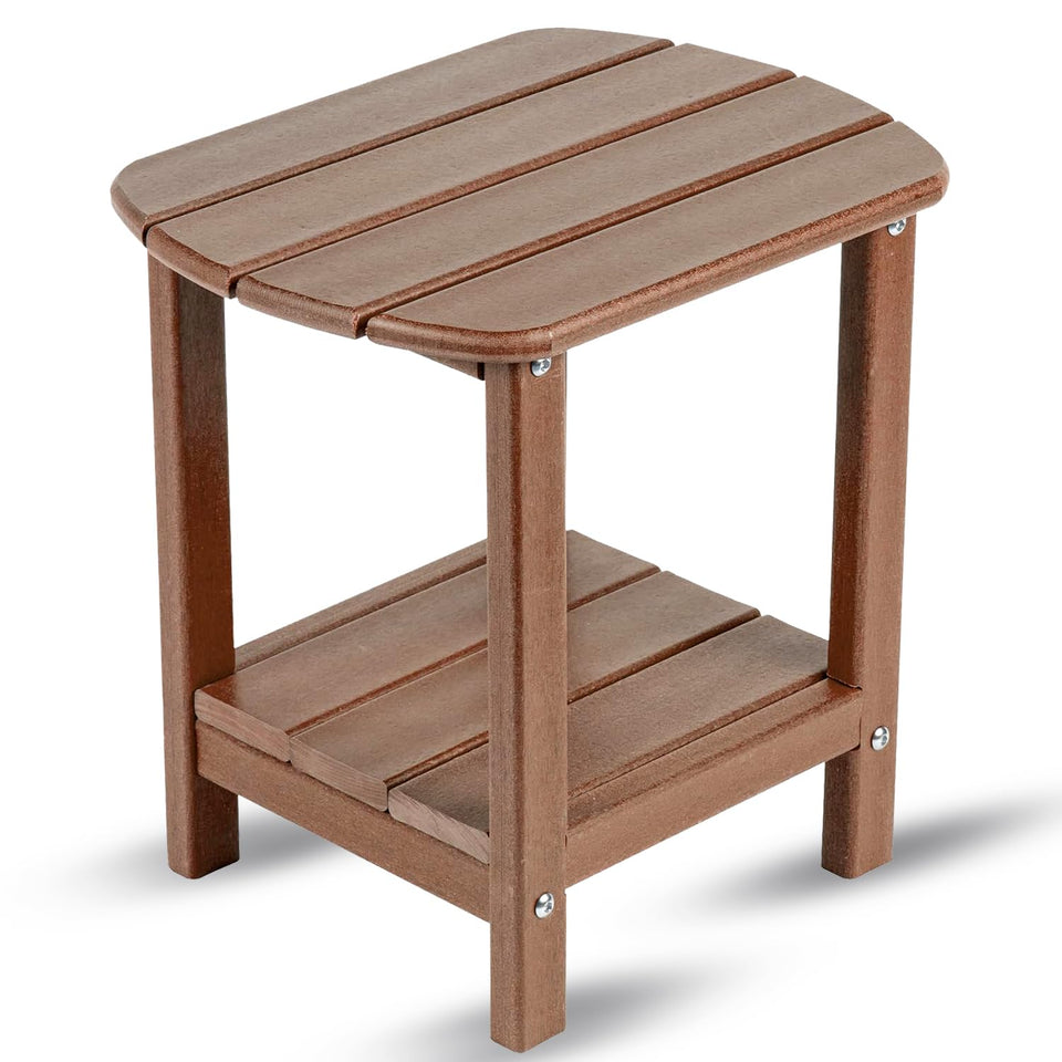 HZLBZYON BZY Adirondack side table with two-tier design beside a chair for easy drinks.