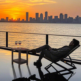 HZLBZYON BZY outdoor side table shows textured grain HDPE with wood-like look.