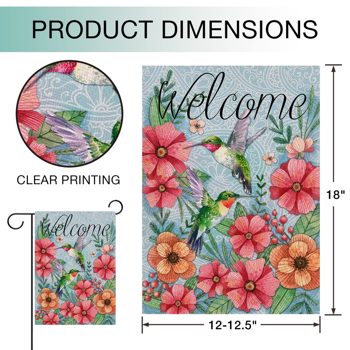 Hzppyz decorative house yard flag with floral design brightens patios and gardens.