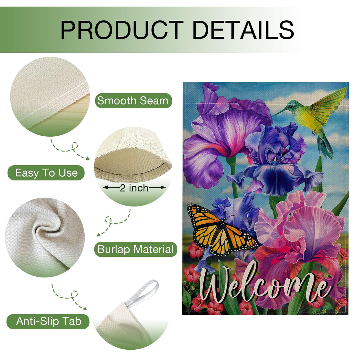 Hzppyz outdoor garden flag in vibrant spring colors enhances porch curb appeal.